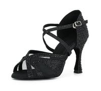 Syrads Zapatos de Baile Latino para Mujer Salsa Tango Bachata Vals con Pedrería Zapatos de Baile de Salón Suela Blanda 1050
