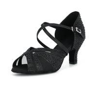 Syrads Zapatos de Baile Latino para Mujer Salsa Tango Bachata Vals con Pedrería Zapatos de Baile de Salón Suela Blanda 1050