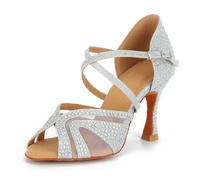 Syrads Zapatos de Baile Latino para Mujer Salsa Tango Bachata Vals con Pedrería Zapatos de Baile de Salón Suela Blanda 1050