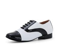 Syrads Zapatos de Baile Sintético para Latino Hombre Salsa de Tacón Bajo Práctica Danza Zapatos 2.5 cm,Negro 39 EU