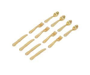 Syrisora 1/12 Escala Miniatura Cuchillos Tenedores Cucharas 5 Paquetes Juego de Cena de Casa de Muñecas con Aleación No Tóxica para Casa de Muñecas Suministros de Cocina Cumpleaño (Oro)