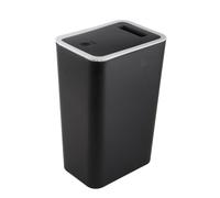 Syrisora Bote de Basura para el Hogar, Bote de Basura de Plástico con Tapa a Presión, Sellado, de Gran Capacidad, Inodoro, con Diseño de Interruptor de Empuje, para el Hogar, Coci (negra)