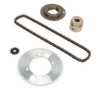 Syrisora Juego de Cadena de Piñón de Transmisión, 25H 82 Eslabones Kit de Cadena Acero 8D 11T Piñón Delantero 55T Piñón Trasero de 4 Orificios con Rueda y Conector de 13