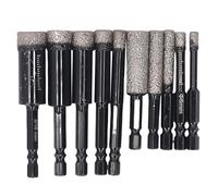 Syrisora Juego de Sierra de Agujero de Diamante de 10 unids Juego de Apertura del Agujero de Diamante, 1/4 Pulgada Hex Hex Wet Perforación Brated Diamond Drill Bits For Tele Glass Marble