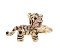 Syrisora Llavero Pequeño con Diamantes de Imitación de Tigre para Mujer, Colgante de Bolsa de Cristal (Rosa)