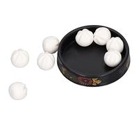 Syrisora Mini Bollos de Comida para Casa de Muñecas en Miniatura 1:12, Modelo de Arcilla Realista con Diseño Auténtico para Decoración de Casa de Muñecas, Niños y Mujeres DIY (8 Bollos y bandejas)