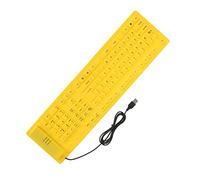 Syrisora Teclado plegable de silicona de 108 teclas, cable USB, sellado completo, escritura silenciosa, enrollable, portátil y para escribir fácilmente (amarillo)