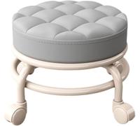 SYRMMM Taburete pequeño con Ruedas, Taburete de pedicura, Taburete Giratorio con Ruedas, Taburete Ajustable 360°, Taburete de baño con Ruedas, SPA, Uso doméstico (Beige)