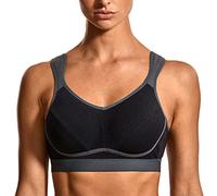 SYROKAN Sujetador Deportivo Alto Impacto Comodidades sin Relleno sin Aros para Mujer Negro/Gris-1 90H