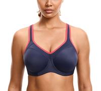 SYROKAN Sujetador Deportivo Alto Impacto con Aros y Forro Ligero para Mujer Azul Tinta 100B
