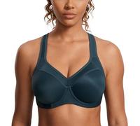 SYROKAN Sujetador Deportivo Alto Impacto con Aros y Forro Ligero para Mujer Verde Oscuro del Bosque 105C