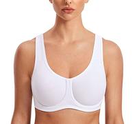 SYROKAN Sujetador Deportivo Mujer con Aros Alto Impacto Tallas Grandes con Tirantes Ajustables Blanco 100D