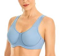 SYROKAN Sujetador Deportivo Mujer con Aros Alto Impacto Tallas Grandes con Tirantes Ajustables raíz de Loto Gris 90C