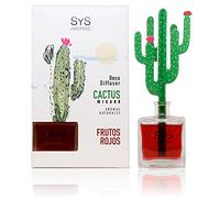 SYS Aromas Ambientador Decorativo Cactus - Fragancia Duradera Frutos Rojos - Aromatizador de Hogar, Oficina y Baño - 90 ml