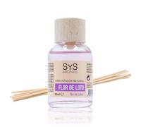 SYS Aromas Ambientador Mikado Flor de Loto - Difusor con Varillas de Ratán - Larga Duración - Ideal para Hogar, Oficina, Baño - Fabricado en España - 50 ml con 8 Varillas