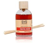 SYS Aromas Ambientador Mikado Frutos Rojos - Difusor con Varillas de Ratán - Larga Duración - Ideal para Hogar, Oficina, Baño - Fabricado en España - 100 ml con 8 Varillas
