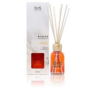 SYS Aromas Ambientador Mikado Mango - Difusor con 8 Varillas de Ratán - Larga Duración - Marmol Collection - Ideal para Hogar, Oficina, Baño - 50 ml