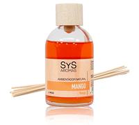 SYS Aromas Ambientador Mikado Mango - Difusor con Varillas de Ratán - Larga Duración - Ideal para Hogar, Oficina, Baño - Fabricado en España - 100 ml con 8 Varillas