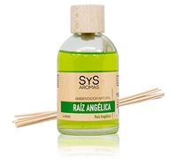 SYS Aromas Ambientador Mikado Raíz Angélica - Difusor con Varillas de Ratán - Larga Duración - Ideal para Hogar, Oficina, Baño - Fabricado en España - 100 ml con 8 Varillas