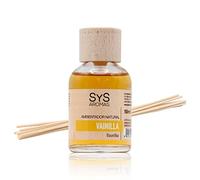 SYS Aromas Ambientador Mikado Vainilla - Difusor con Varillas de Ratán - Larga Duración - Ideal para Hogar, Oficina, Baño - 50 ml con 8 Varillas