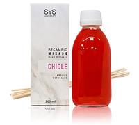 SYS Aromas Ambientador Recambio Mikado Chicle - Notas Dulces - Recarga para Difusor con Varillas - Larga Duración - Ideal para Hogar, Oficina, Baño - 200 ml con 8 Varillas