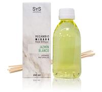 SYS Aromas Ambientador Recambio Mikado Jazmín Blanco - Aroma Floral y Dulce - Recarga para Difusor con Varillas - Larga Duración - Ideal para Hogar, Oficina, Baño - 200 ml con 8 Varillas
