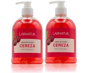 SYS Cosmética Natural Jabón de Manos con Aroma de Cereza, Pack 2 Unidades x 500ml, Líquido Natural para Higiene Diaria