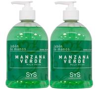 SYS Cosmética Natural Jabón de Manos con Manzana Verde, Pack de 2 Botellas x 500ml, Hidratante y Suavizante Respeta el pH Natural de la piel. Aporta suavidad, frescor y perfuma la piel.