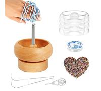 Sysdisen - rotación cuentas, perlas tamaño madera con perlas giratorias, herramientas perlas con 4 cuencos cambio rápido, 2 grandes agujas perlas y 1000 cuentas