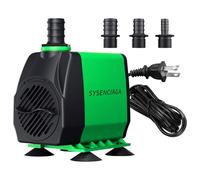 SYSENCIAGA Bomba de agua sumergible para fuentes, 40 W, ultra silenciosa ajustable, bomba de acuario 1000 GPH, bomba de estanque pequeña con 3 boquillas, 3 pies de elevación para estanque pequeño