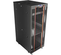 Sysracks Gabinete de red para servidores de 42 U con bloqueo profundo de 24 pulgadas de profundidad, estante de red portátil con ruedas, 4 ventiladores, termostato, PDU, pantalla LCD, sensor, estante