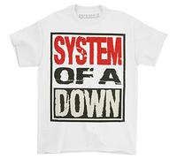 System of a Down - T-Shirt # M Unisex White # Triple Stack Box