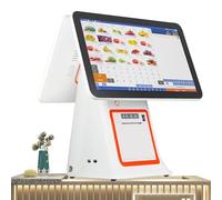 System POS de 15.6 Pulgadas, Caja Registradora de Pantalla Táctil, Monitor Táctil POS Lcd, Caja Registradora Inteligente Todo En Uno, para Restaurante, Supermercado Minorista,White