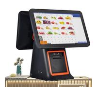 System POS de 15.6 Pulgadas, Caja Registradora de Pantalla Táctil, Monitor Táctil POS Lcd, Caja Registradora Inteligente Todo En Uno, para Restaurante, Supermercado Minorista,Black