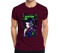 System RE Error 404 Cyborg Geisha Japan Y2K - Camiseta para hombre, granate, M