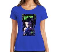 System RE Error 404 Cyborg Geisha Japan Y2K - Camiseta para mujer, azul, M