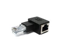 SYSTEM-S - Adaptador LAN RJ45 macho a hembra en ángulo negro