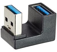 System-S Adaptador USB 3.0 Tipo A Macho a Hembra, Cable de ángulo de 180°, Color Negro