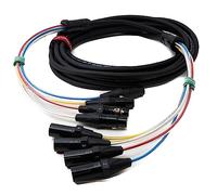 System-S Cable de Audio de 10 m XLR de 3 Pines, 4 Conectores Macho a 4 x Hembra, Adaptador AUX en Negro