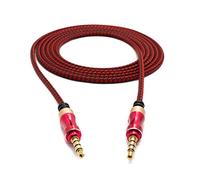 System-S Cable de audio de 150 cm estéreo AUX jack 3,5 mm macho a macho trenzado en rosa