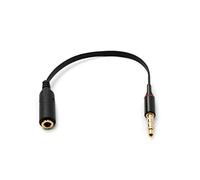 System-S Cable de audio estéreo AUX de 15 cm, conector jack de 3,5 mm macho a hembra, plano, color negro