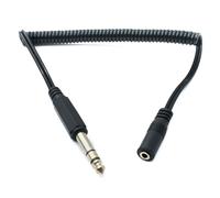 System-S Cable de audio estéreo TRS de 60 cm, conector jack de 6,35 mm a conector hembra de 3,5 mm, adaptador en espiral