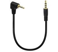 SYSTEM-S Cable de audio jack de 25 cm, 3,5 mm, TRRS macho a macho, ángulo AUX, color negro
