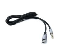 System-S Cable de Audio USB de 100 cm, Conector Jack de 3,5 mm a Conector 3.1 Tipo C, Adaptador AUX Trenzado, Color Negro