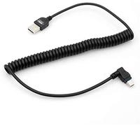 System-S Cable de datos y cable de carga mini USB en espiral con conector en ángulo de 90 grados, 50 cm - 90 cm, extensible