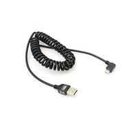 System-S Cable de espiral Micro USB 2.0, acodado ángulo de 90 grados, (Conector izquierdo/macho) Cable de datos, cable de carga 150 cm