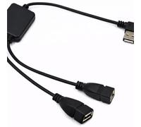 SYSTEM-S Cable divisor USB 2.0 en Y - USB A macho a 2 x USB-A hembra - Conector en ángulo derecho de 90 grados - Distribuidor USB pasivo - 30 cm