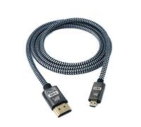 System-S Cable HDMI 2.1 de 100 cm Tipo A Macho a Micro Macho, Trenzado, Color Negro, Ordenador a TV