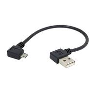 System-S Cable Micro USB de 90 Grados, Conector en ángulo Recto a USB 2.0 Tipo A (Macho), 90°, Derecho, angulado, Cable de Datos de 19 cm Aprox