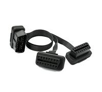 SYSTEM-S Cable OBD Y 30 cm OBD 2 16 Pines J1962M Macho a 2X J1962F Hembra Plano para Coche